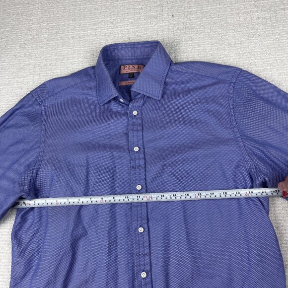 Thomas Pink Prestige Dress Shirt 17-35 Blue / Purple Crossed line French Cuffs * - Picture 11 of 16